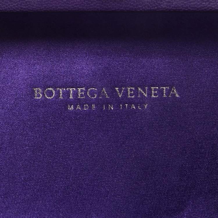 Pre Owned Bottega Veneta Purple Intrecciato Satin Knot Clutch