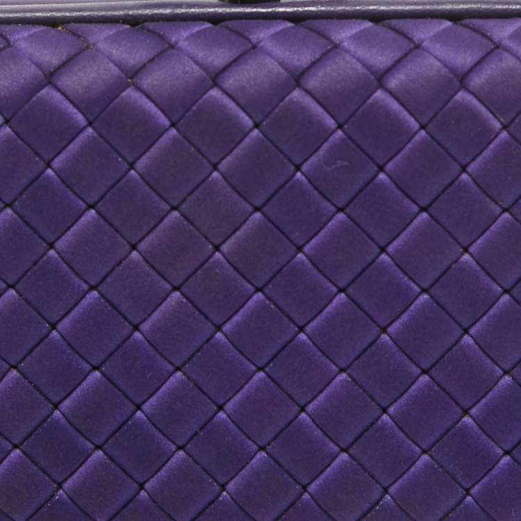 Pre Owned Bottega Veneta Purple Intrecciato Satin Knot Clutch