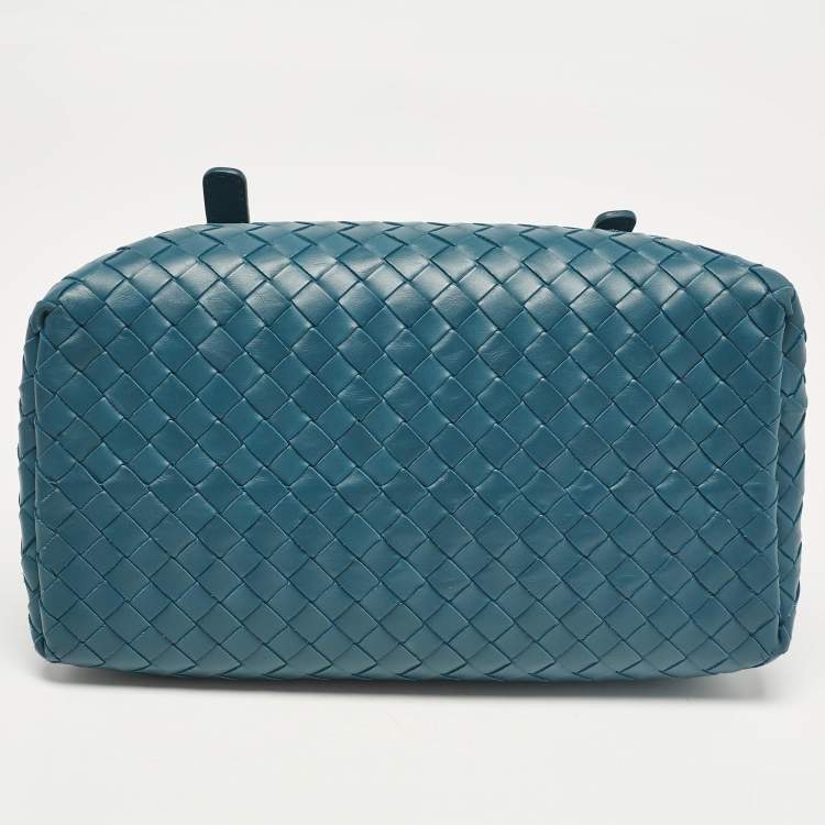 Pre Owned Bottega Veneta Dark Green Intrecciato Leather Mini Roma Tote