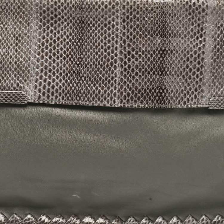 Pre Owned Bottega Veneta Grey Intrecciato Leather and Karung Leather Shoulder Bag