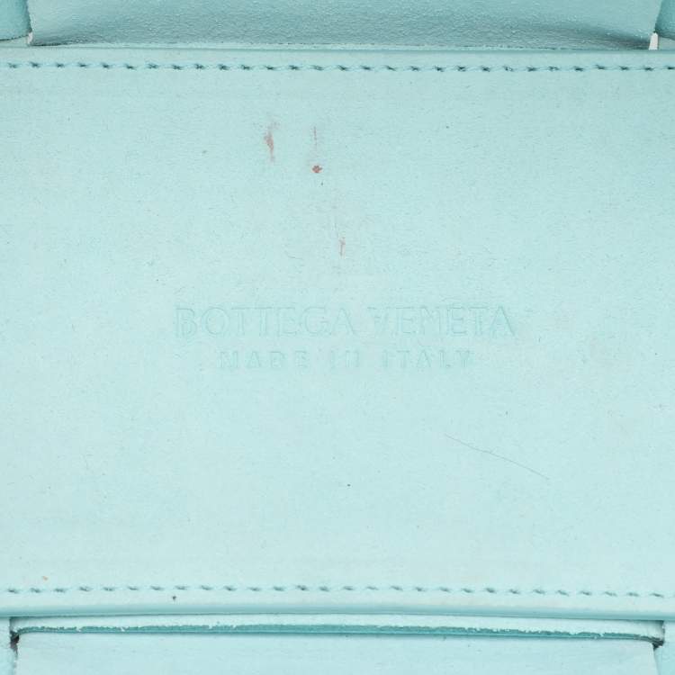 Pre Owned Bottega Veneta Blue Intrecciato Leather Mini Arco Tote