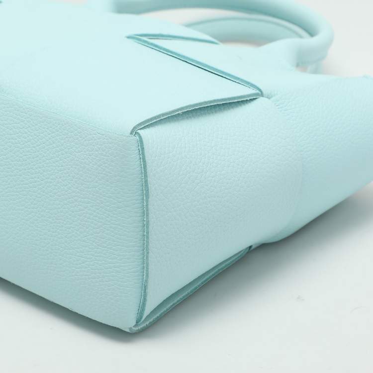 Pre Owned Bottega Veneta Blue Intrecciato Leather Mini Arco Tote
