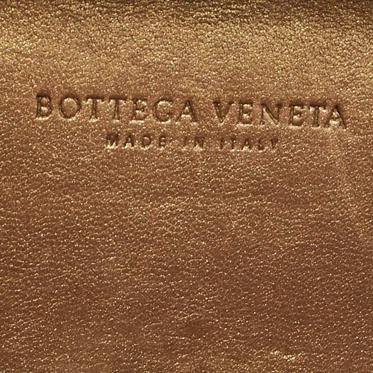 Pre Owned Bottega Veneta Bronze Intrecciato Lizard Small Knot Clutch