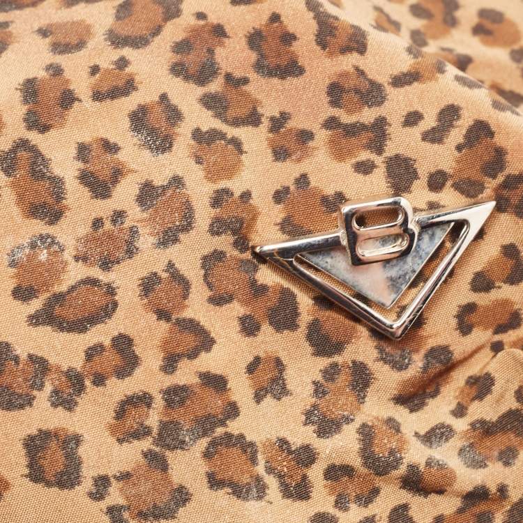 Pre Owned Bottega Veneta Brown Leopard Print Nylon Pouch