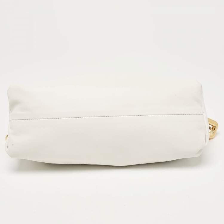 Pre Owned Bottega Veneta White Leather The Chain Pouch Bag