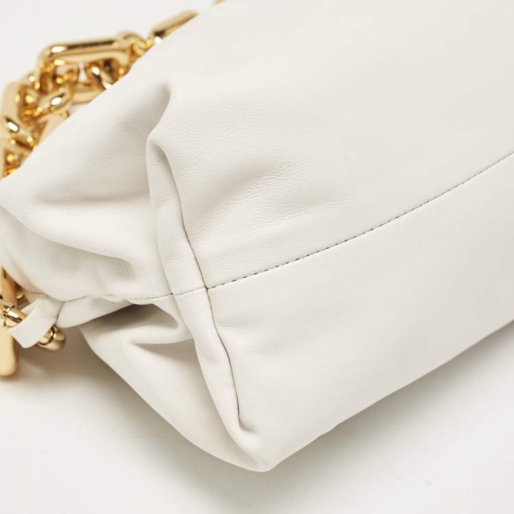 Pre Owned Bottega Veneta White Leather The Chain Pouch Bag