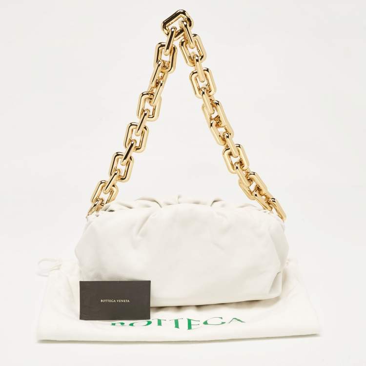 Pre Owned Bottega Veneta White Leather The Chain Pouch Bag