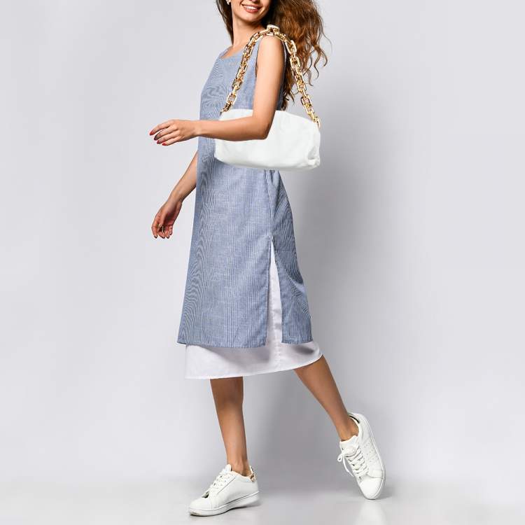 Pre Owned Bottega Veneta White Leather The Chain Pouch Bag