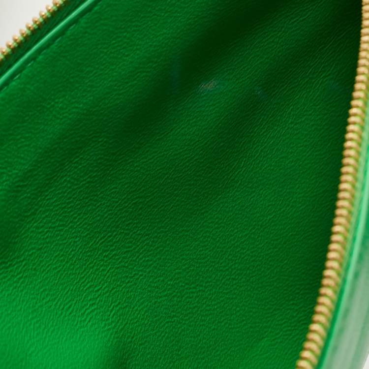 Pre Owned Bottega Veneta Dark Green Intreccio Leather Small Arco Tote
