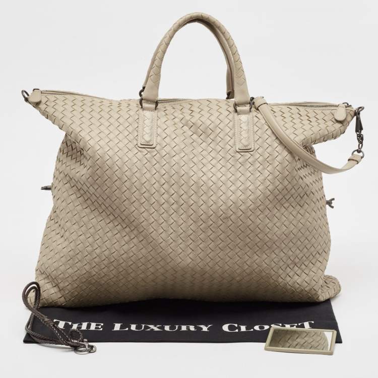 Pre Owned Bottega Veneta Grey Intrecciato Nappa Leather Maxi Convertible Tote