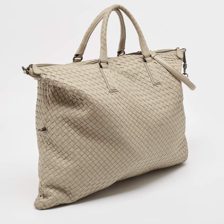 Pre Owned Bottega Veneta Grey Intrecciato Nappa Leather Maxi Convertible Tote