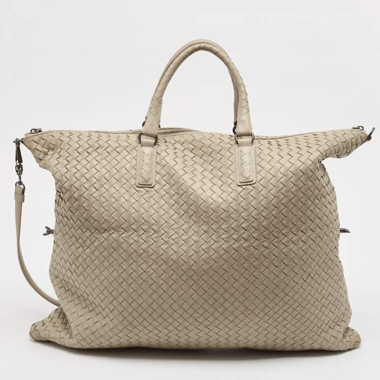 Pre Owned Bottega Veneta Grey Intrecciato Nappa Leather Maxi Convertible Tote