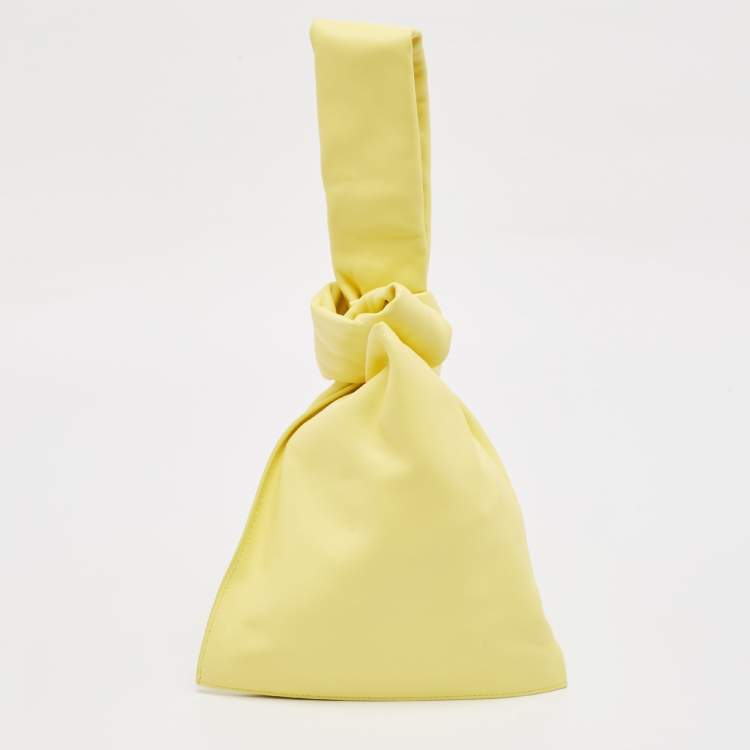 Pre Owned Bottega Veneta Yellow Leather BV Twist Clutch Bag