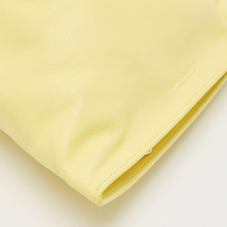 Pre Owned Bottega Veneta Yellow Leather BV Twist Clutch Bag