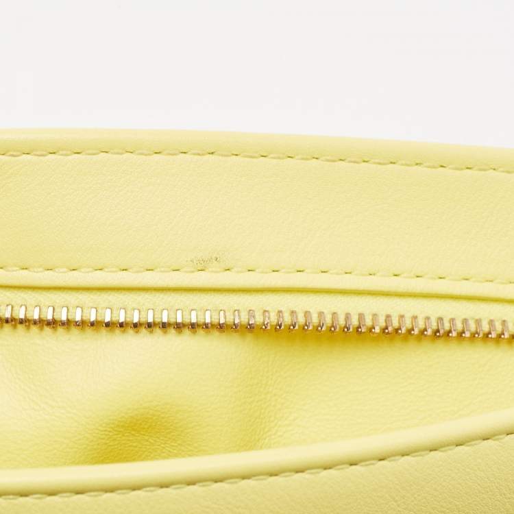 Pre Owned Bottega Veneta Yellow Leather BV Twist Clutch Bag