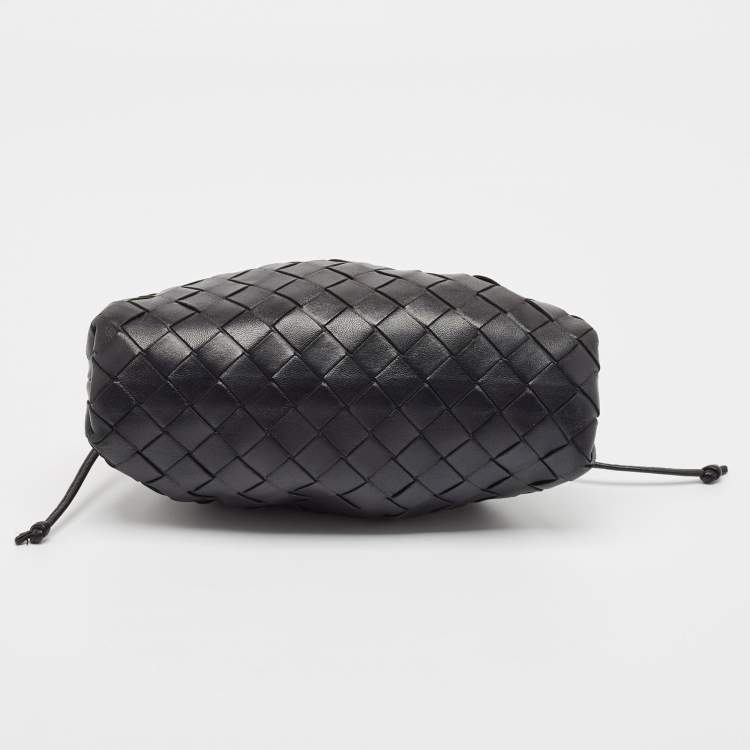 Pre Owned Bottega Veneta Black Intrecciato Leather Mini The Pouch Bag