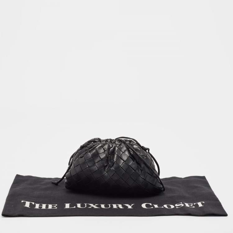 Pre Owned Bottega Veneta Black Intrecciato Leather Mini The Pouch Bag