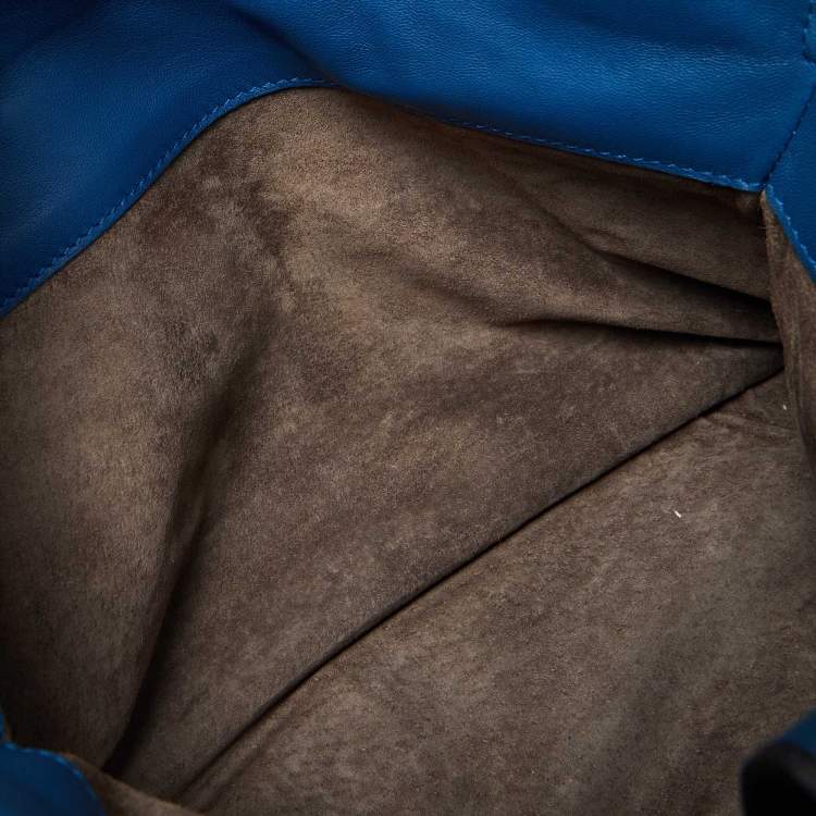 Pre Owned Bottega Veneta Blue/Black Intrecciato Leather Tote