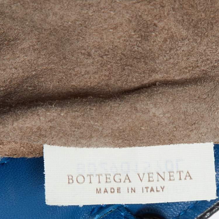 Pre Owned Bottega Veneta Blue/Black Intrecciato Leather Tote