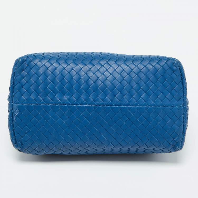 Pre Owned Bottega Veneta Blue/Black Intrecciato Leather Tote