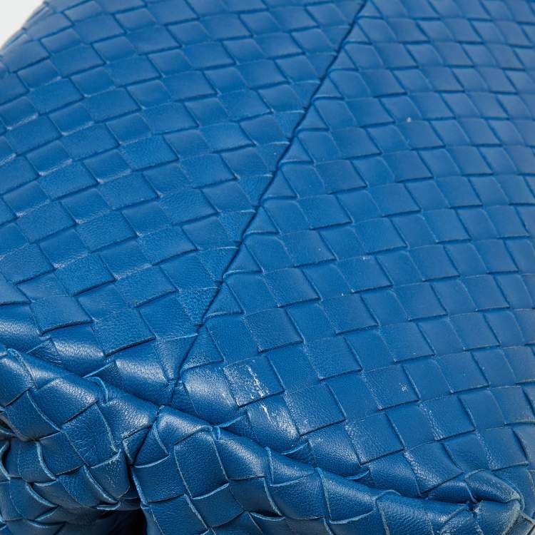 Pre Owned Bottega Veneta Blue/Black Intrecciato Leather Tote