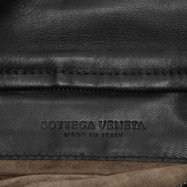 Pre Owned Bottega Veneta Black Intrecciato Leather Twist Lock Clutch