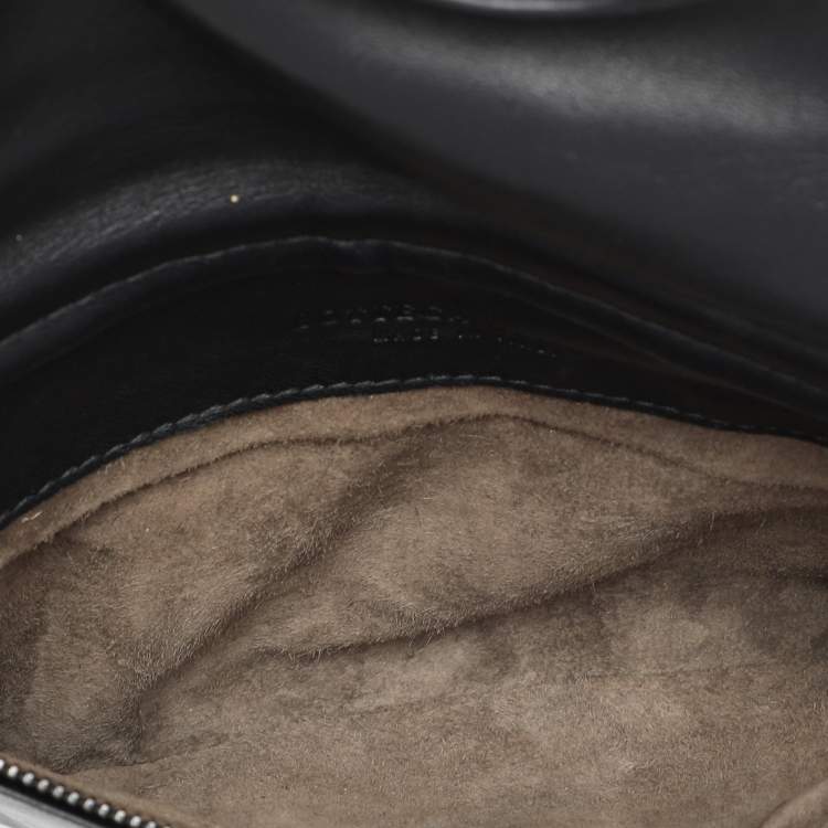 Pre Owned Bottega Veneta Black Intrecciato Leather Twist Lock Clutch