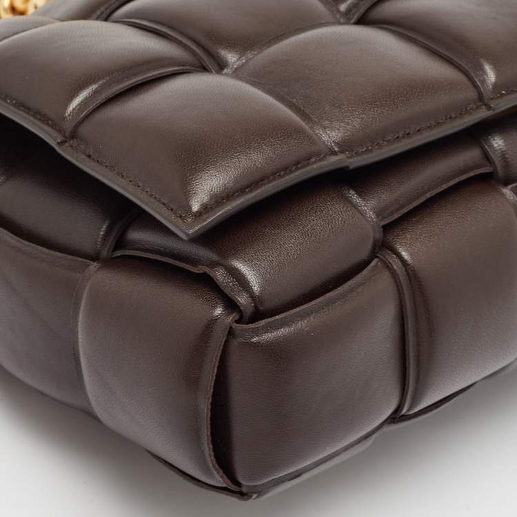 Pre Owned Bottega Veneta Choco Brown Padded Leather Chain Cassette Shoulder Bag
