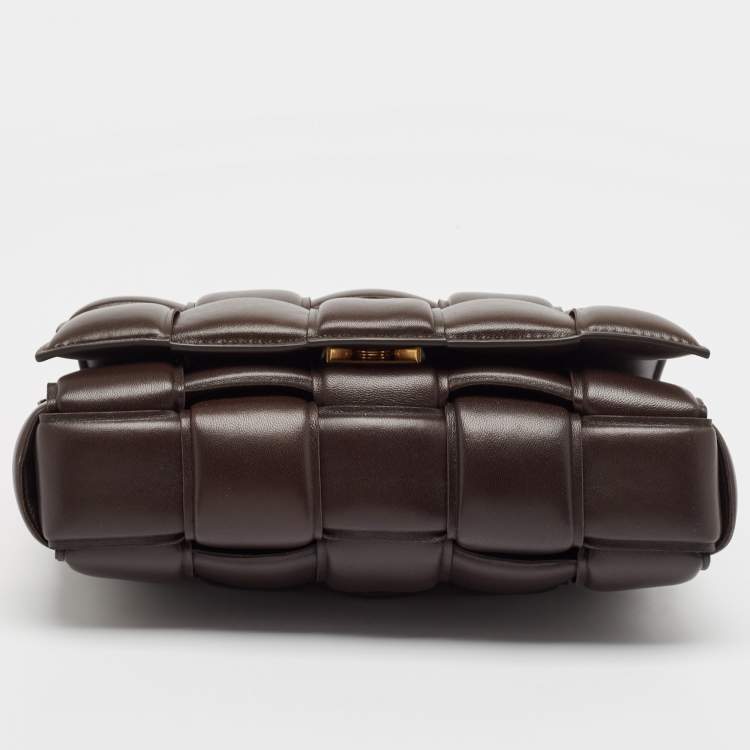 Pre Owned Bottega Veneta Choco Brown Padded Leather Chain Cassette Shoulder Bag