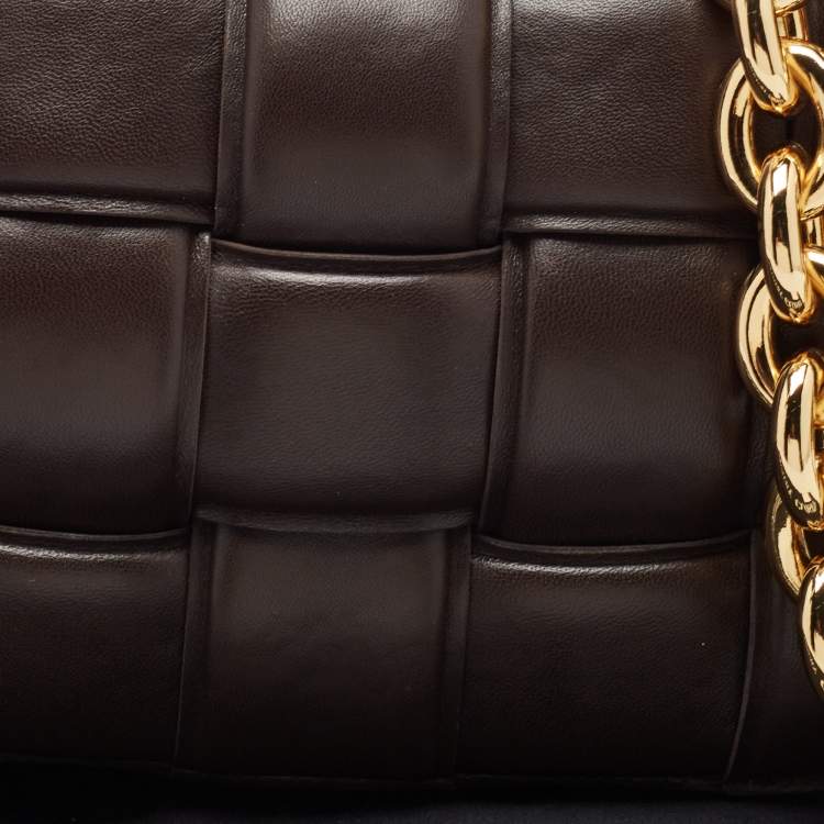 Pre Owned Bottega Veneta Choco Brown Padded Leather Chain Cassette Shoulder Bag