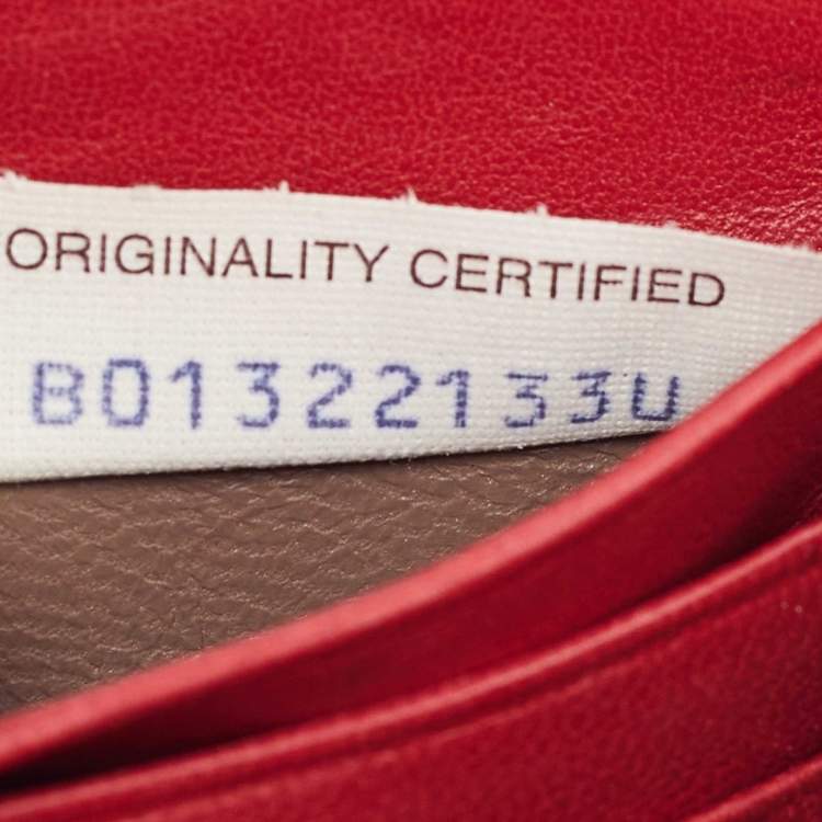 Pre Owned Bottega Veneta Red Crocodile Zip Around Wallet