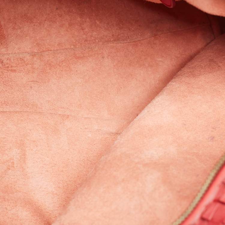 Pre Owned Bottega Veneta Red Intrecciato Leather Montaigne Satchel