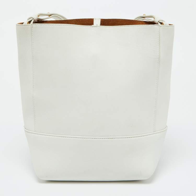 Pre Owned Bottega Veneta White Leather Shoulder Bag