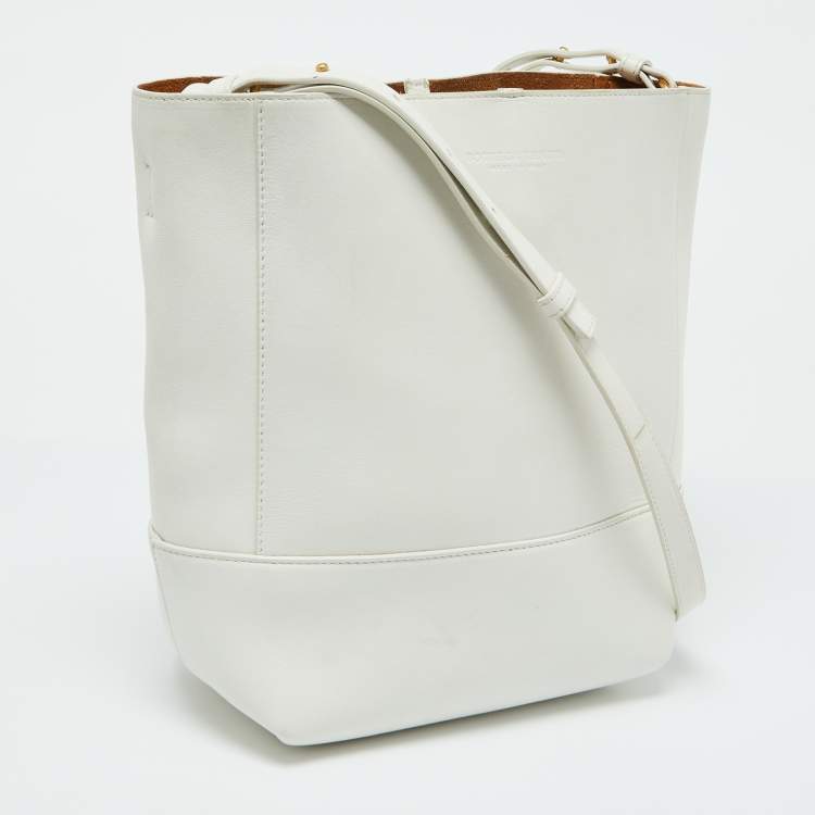 Pre Owned Bottega Veneta White Leather Shoulder Bag