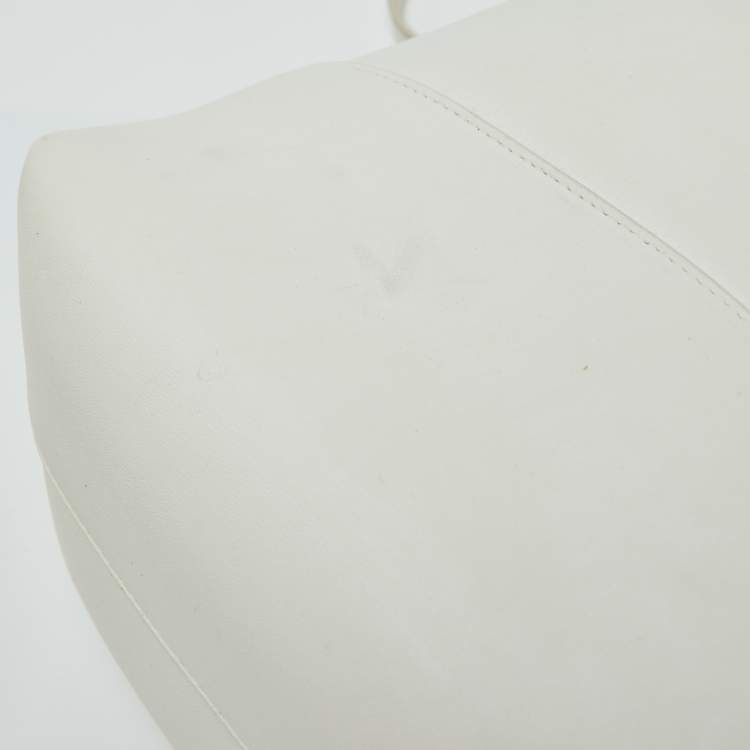 Pre Owned Bottega Veneta White Leather Shoulder Bag