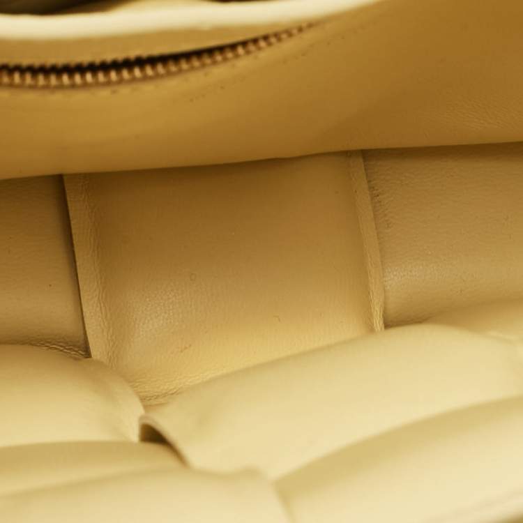 Pre Owned Bottega Veneta Yellow Intrecciato Leather Padded Cassette Chain Bag