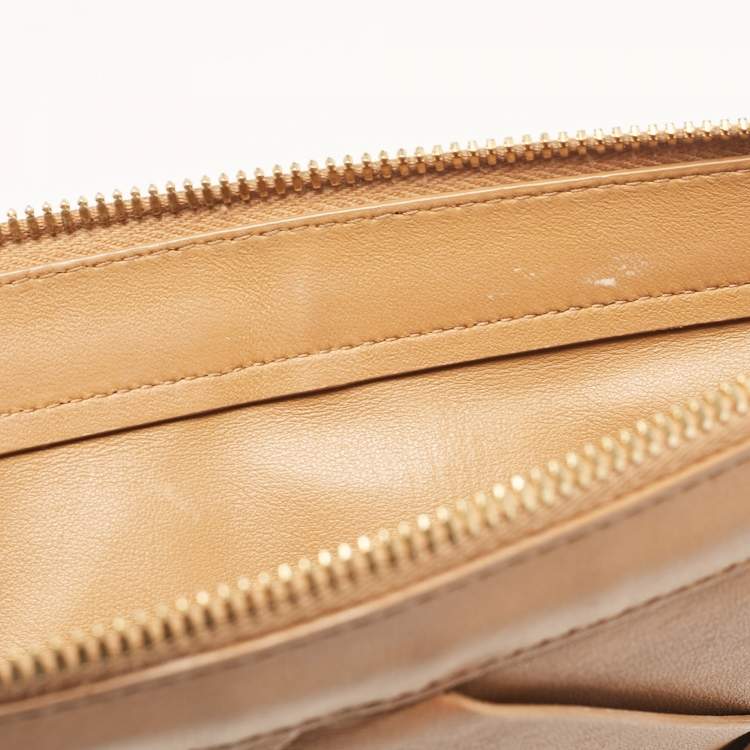 Pre Owned Bottega Veneta Brown Intrecciato Leather Blown Up Clutch
