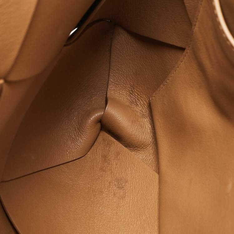 Pre Owned Bottega Veneta Brown Intrecciato Leather Blown Up Clutch
