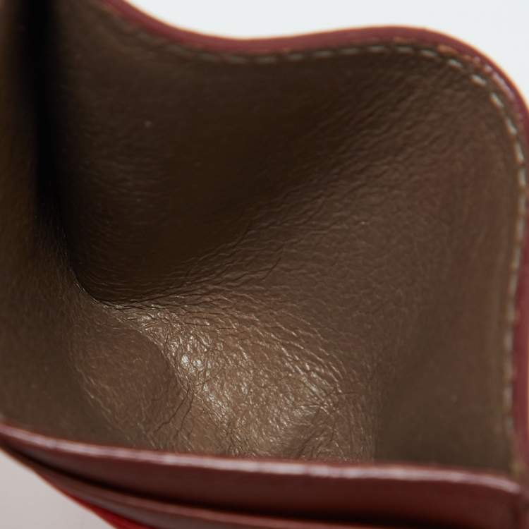 Pre Owned Bottega Veneta Orange/Burgundy Intrecciato Leather Card Holder