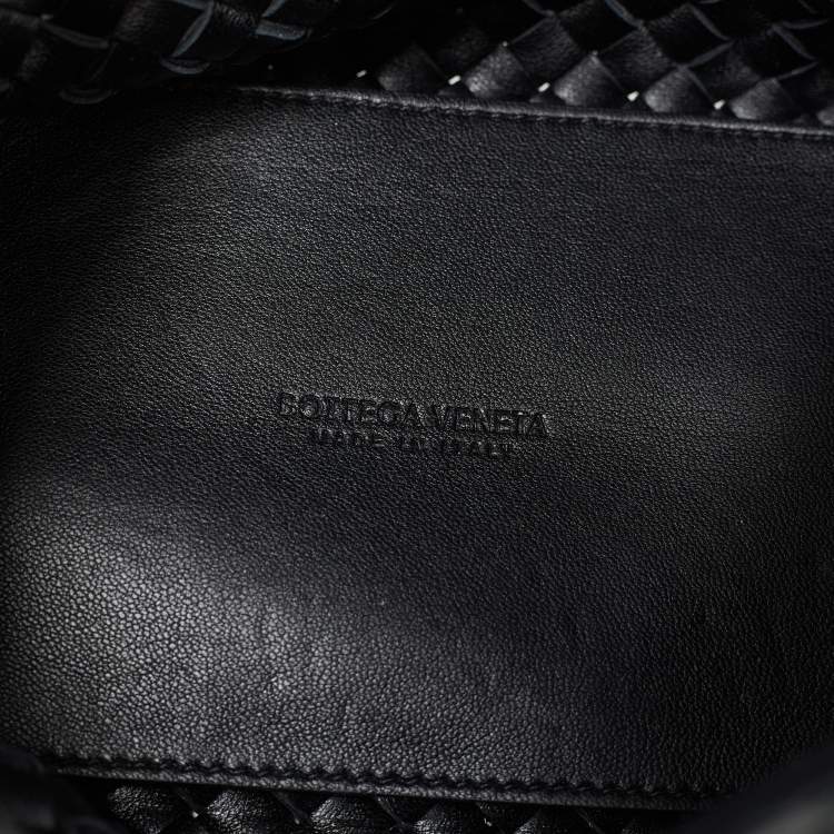 Pre Owned Bottega Veneta Black Intrecciato Leather Mini Cabat Tote