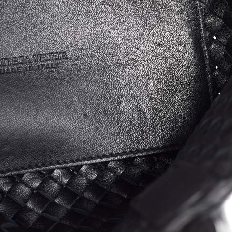 Pre Owned Bottega Veneta Black Intrecciato Leather Mini Cabat Tote