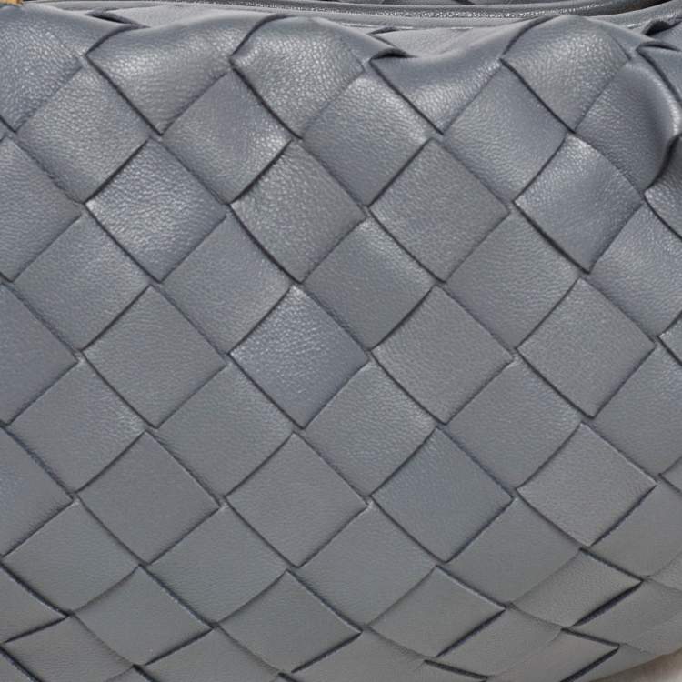 Pre Owned Bottega Veneta Grey Intrecciato Leather Mini Jodie Hobo