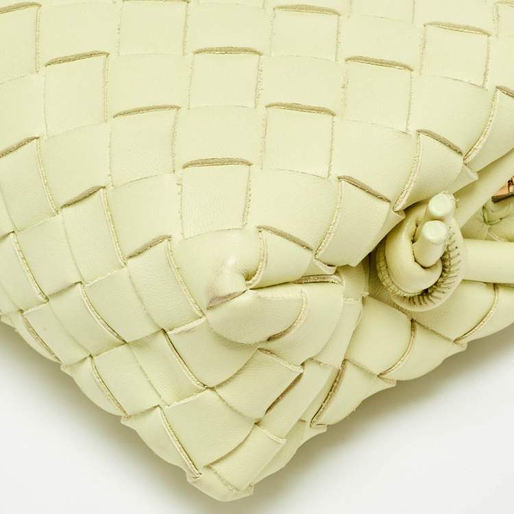 Pre Owned Bottega Veneta Lime Yellow Intrecciato Leather Mini Loop Camera Bag