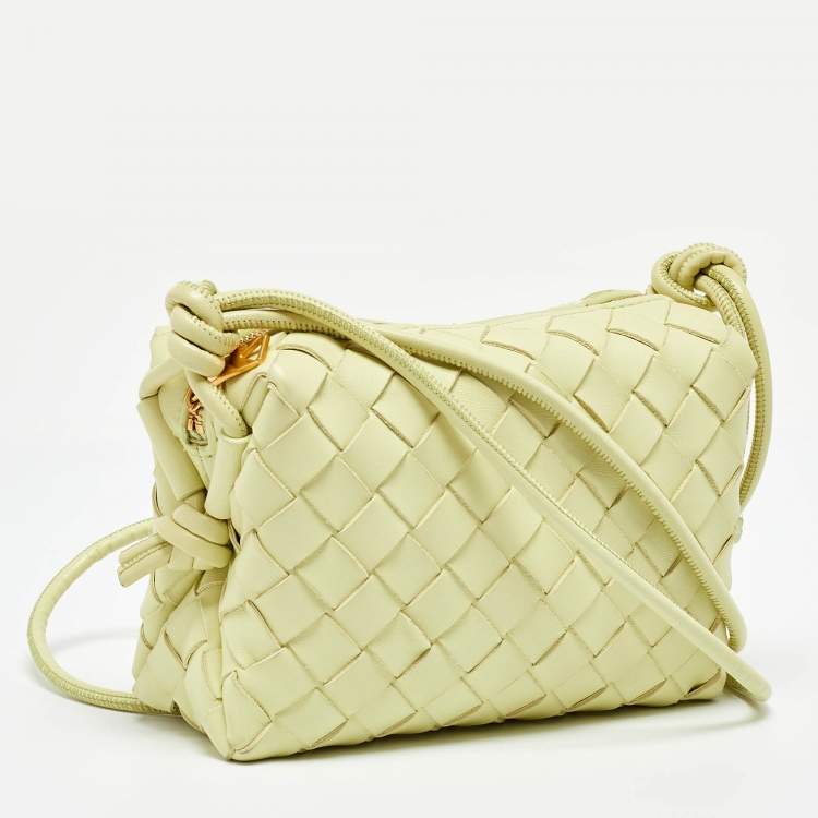 Pre Owned Bottega Veneta Lime Yellow Intrecciato Leather Mini Loop Camera Bag