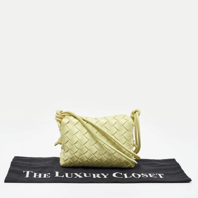 Pre Owned Bottega Veneta Lime Yellow Intrecciato Leather Mini Loop Camera Bag