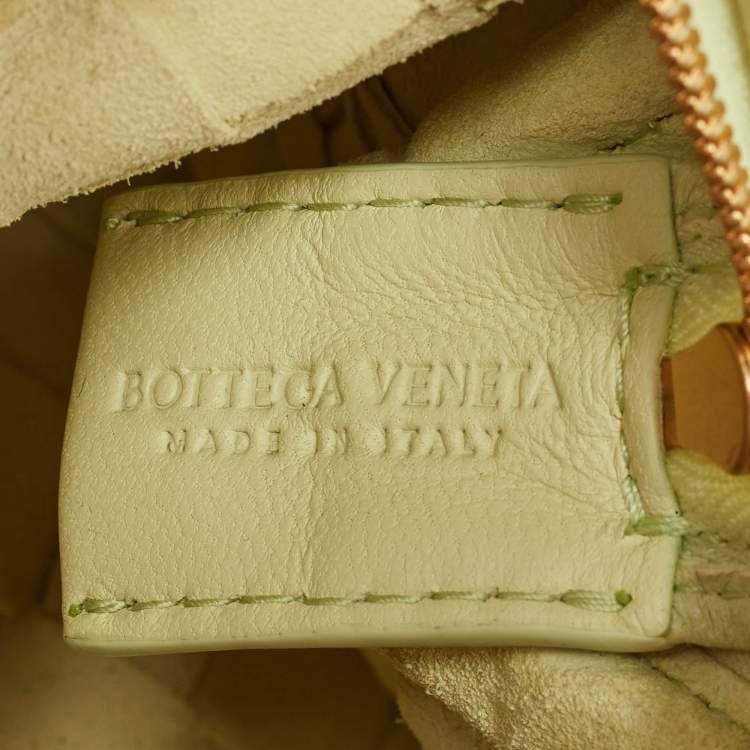 Pre Owned Bottega Veneta Lime Yellow Intrecciato Leather Mini Loop Camera Bag