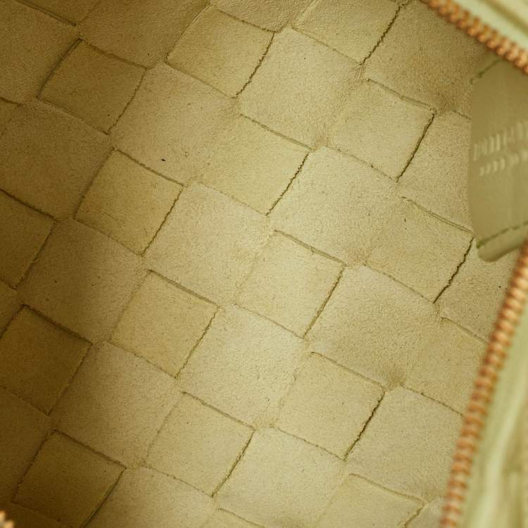 Pre Owned Bottega Veneta Lime Yellow Intrecciato Leather Mini Loop Camera Bag