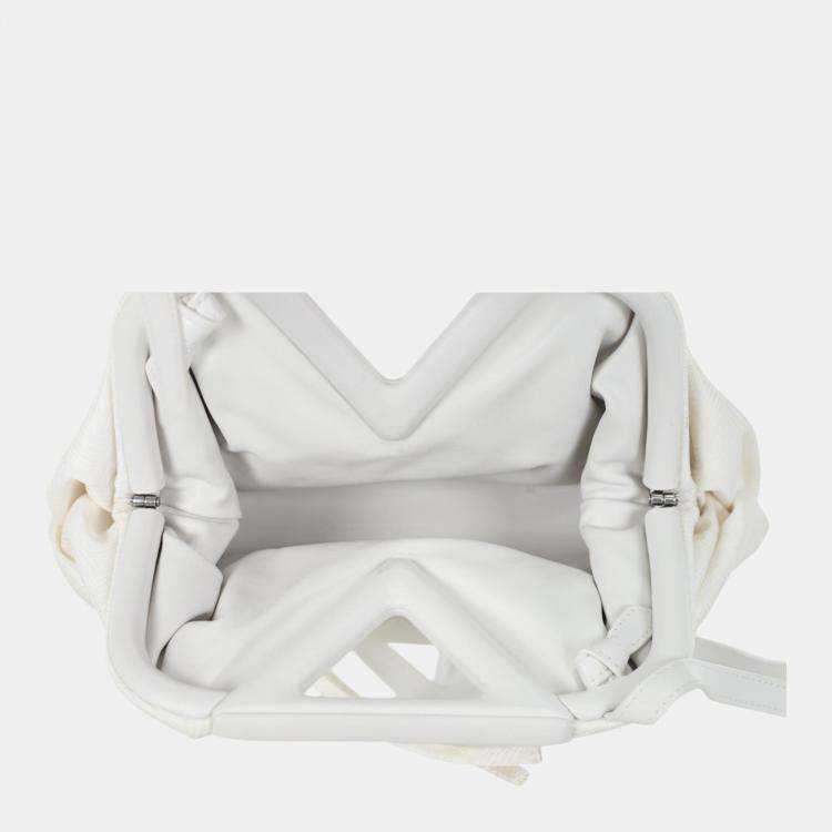 Pre Owned Bottega Veneta White Fabric and Leather Point Shoulder Bag