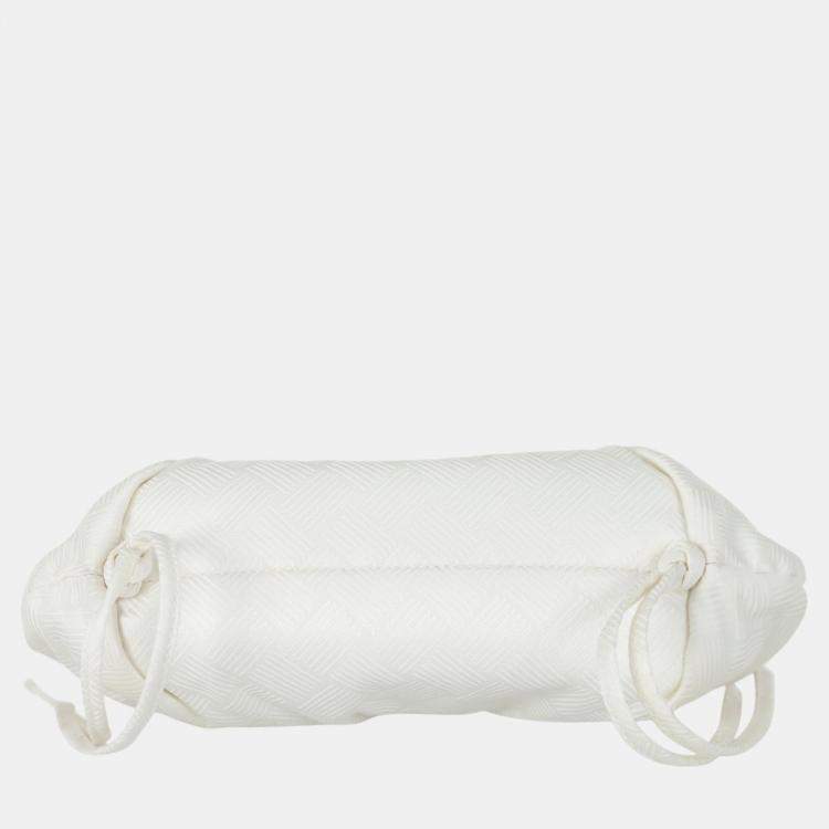 Pre Owned Bottega Veneta White Fabric and Leather Point Shoulder Bag