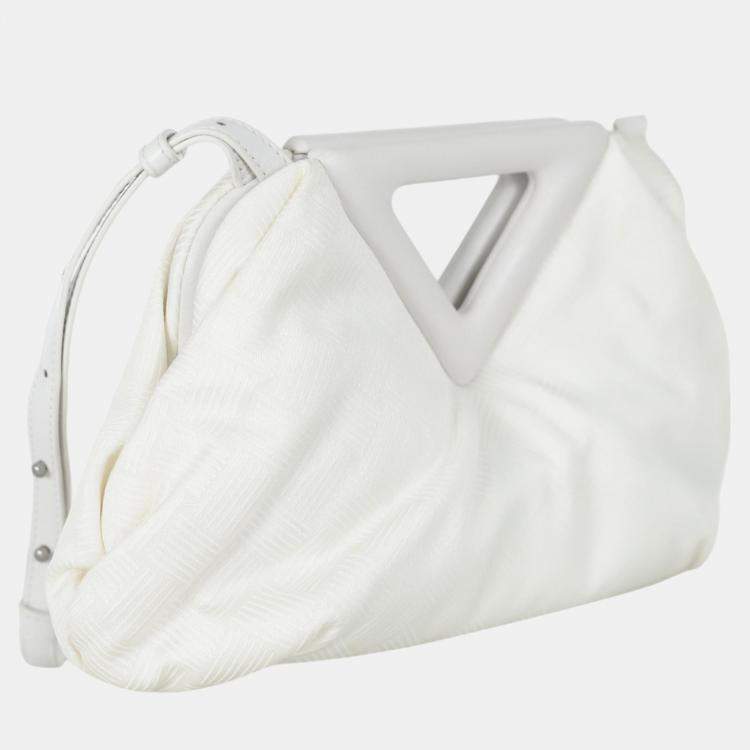 Pre Owned Bottega Veneta White Fabric and Leather Point Shoulder Bag